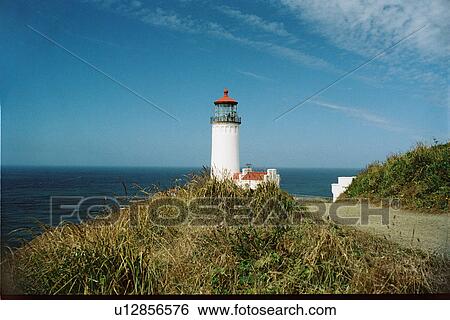 Stock Photograph - lighthouse located at NorthHead, Washington. Fotosearch