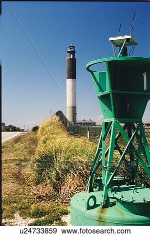 Stock Photo - lighthouse located at Oak Island, North Carolina, United States. Fotosearch