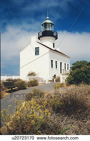 Stock Image - lighthouse located at Old Point Loma, California, United States. Fotosearch