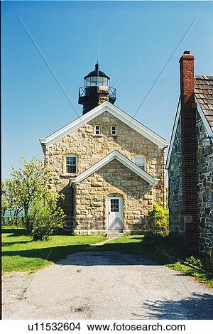 lighthouse located at OldField Point, New York, United States View Large Photo Image Picture - lighthouse located at OldField Point, New York, United States. Fotosearch