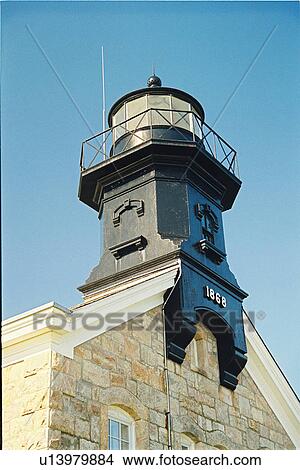Picture - lighthouse located at OldField Point, New York, United States. Fotosearch