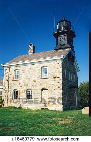 Stock Photo - lighthouse located at OldField Point, New York, United States. Fotosearch