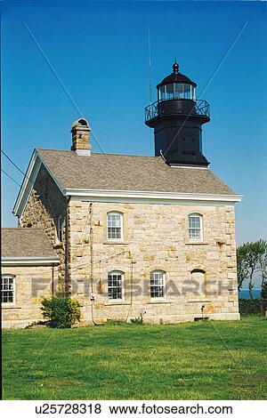 Stock Photo - lighthouse located at OldField Point, New York, United States. Fotosearch