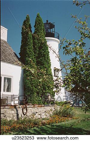 Stock Image - lighthouse located at OldPresqueIsle, Michigan, United States. Fotosearch