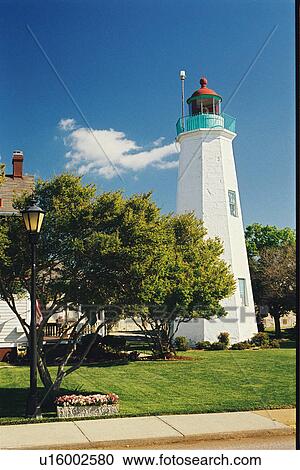 Stock Image - lighthouse located at OldPtComFort, Virginia. Fotosearch