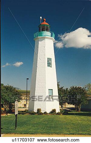 Stock Photo - lighthouse located at OldPtComFort, Virginia. Fotosearch