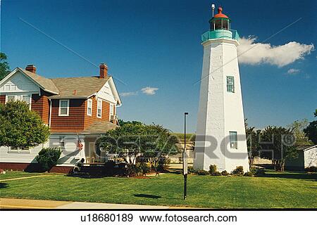 Stock Photo - lighthouse located at OldPtComFort, Virginia. Fotosearch