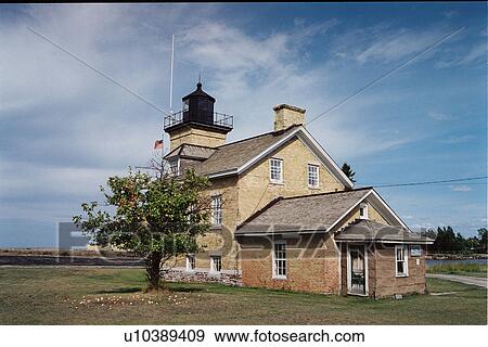 Stock Photo - lighthouse located at Ontonagon Harbor, Michigan, United States. Fotosearch