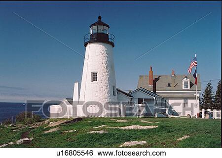 Stock Photograph - lighthouse located at Pemaquid Point, Maine, United States. Fotosearch
