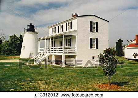 Stock Image - lighthouse located at Piney Point, Maryland, United States. Fotosearch