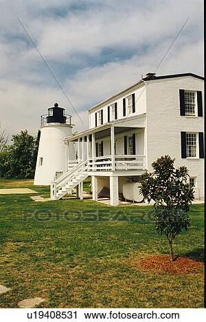 Stock Image - lighthouse located at Piney Point, Maryland, United States. Fotosearch