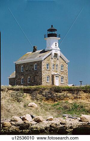 Stock Image - lighthouse located at Plum Island, New York, United States. Fotosearch