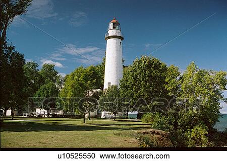 Stock Image - lighthouse located at Point AuxBarque, Michigan, United States. Fotosearch