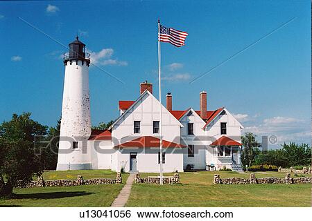 lighthouse located at Point Iroquois, Michigan, United States View Large Photo Image Stock Photograph - lighthouse located at Point Iroquois, Michigan, United States. Fotosearch