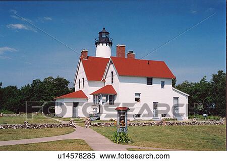 lighthouse located at Point Iroquois, Michigan, United States View Large Photo Image Stock Photography - lighthouse located at Point Iroquois, Michigan, United States. Fotosearch
