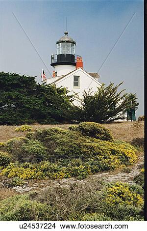 Picture - lighthouse located at Point Pinos, California, United States. Fotosearch