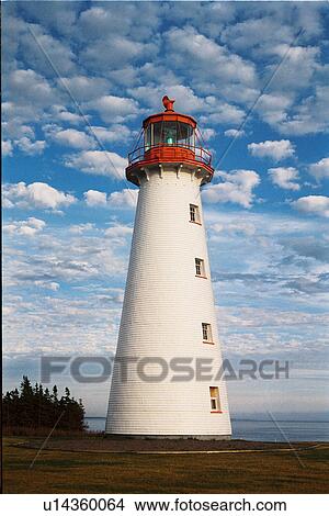 Picture - lighthouse located at Point Primm, PEI. Fotosearch