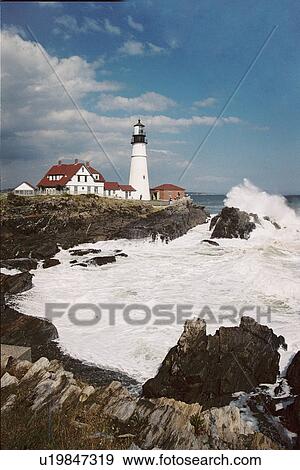 lighthouse located at PortlandHead, Maine, United States View Large Photo Image Stock Photo - lighthouse located at PortlandHead, Maine, United States. Fotosearch