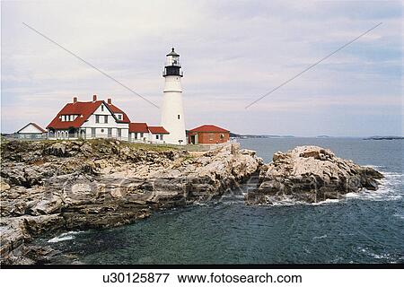 lighthouse located at PortlandHead, Maine, United States View Large Photo Image Stock Photo - lighthouse located at PortlandHead, Maine, United States. Fotosearch