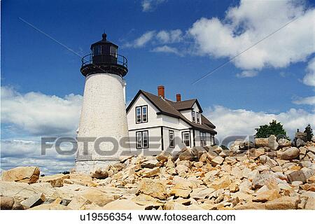 Picture - lighthouse located at Prospect Harbor, Maine, United States. Fotosearch