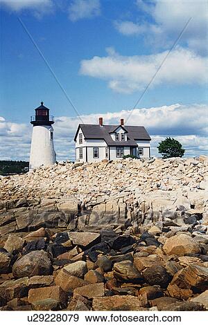 Stock Photo - lighthouse located at Prospect Harbor, Maine, United States. Fotosearch