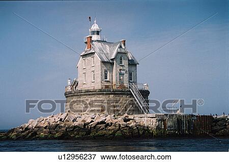 Stock Photo - lighthouse located at RaceRock, New York, United States. Fotosearch