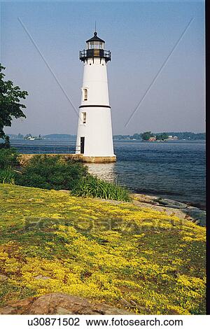 Stock Image - lighthouse located at Rock Island, New York, United States. Fotosearch