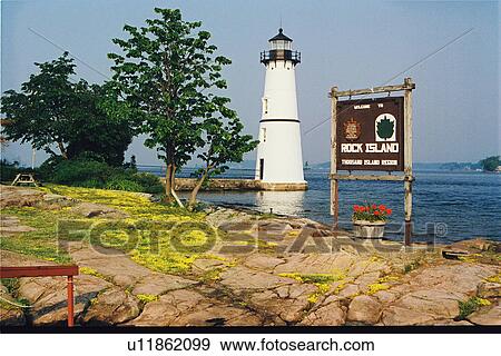lighthouse located at Rock Island, New York, United States View Large Photo Image Stock Photo - lighthouse located at Rock Island, New York, United States. Fotosearch