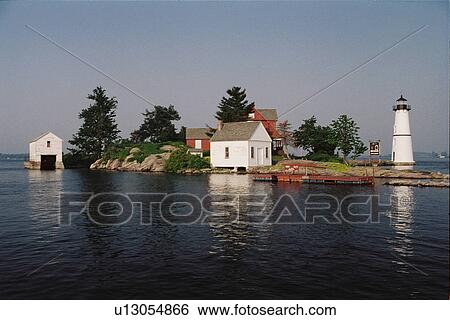 Stock Photograph - lighthouse located at Rock Island, New York, United States. Fotosearch