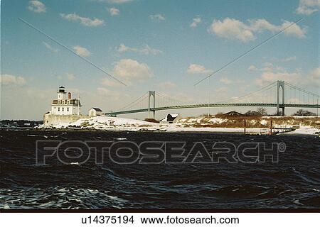 Picture - lighthouse located at Rose Island, Rhode Island, United States. Fotosearch