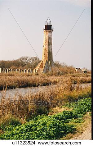 Picture - lighthouse located at Sabine Pass, Louisiana, United States. Fotosearch