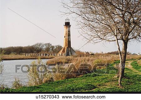 Stock Image - lighthouse located at Sabine Pass, Louisiana, United States. Fotosearch