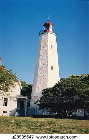 lighthouse located at SandyHook, New Jersey, United States View Large Photo Image Stock Photo - lighthouse located at SandyHook, New Jersey, United States. Fotosearch