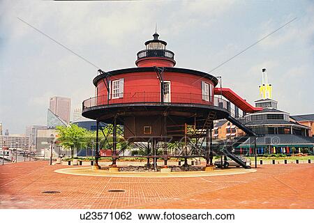 Stock Image - lighthouse located at SevenFtKnoll, Maryland, United States. Fotosearch