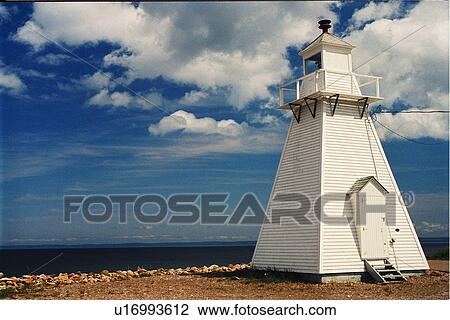 Stock Image - lighthouse located at Spencers Island, Nova Scotia. Fotosearch