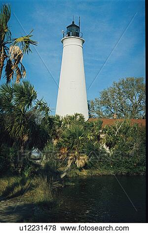 Stock Photo - lighthouse located at St. Marks, Florida, United States. Fotosearch