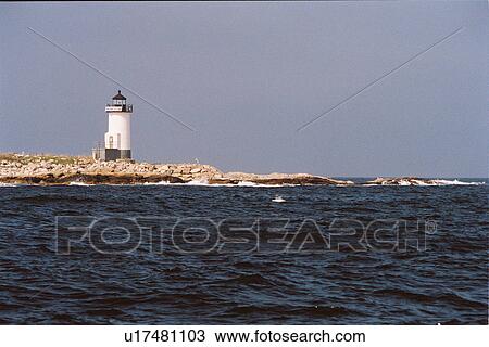 Stock Image - lighthouse located at St. raitsmouth Island, Massachusetts, United States. Fotosearch