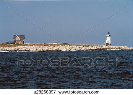 Stock Photo - lighthouse located at St. raitsmouth Island, Massachusetts, United States. Fotosearch