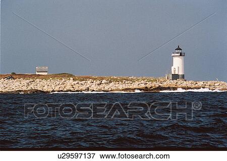 Stock Photo - lighthouse located at St. raitsmouth Island, Massachusetts, United States. Fotosearch