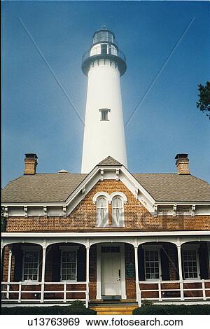 lighthouse located at St. Simons Island, Georgia, United States View Large Photo Image Stock Photo - lighthouse located at St. Simons Island, Georgia, United States. Fotosearch