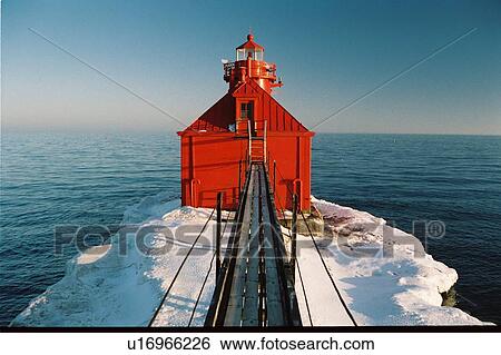 Stock Photograph - lighthouse located at St. urgeonBayShpNPr, Washington, United States. Fotosearch