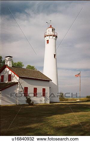 Stock Image - lighthouse located at St. urgeon Point, Michigan, United States. Fotosearch