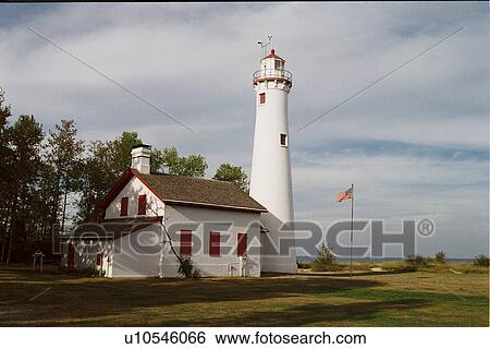 Stock Photograph - lighthouse located at St. urgeon Point, Michigan, United States. Fotosearch