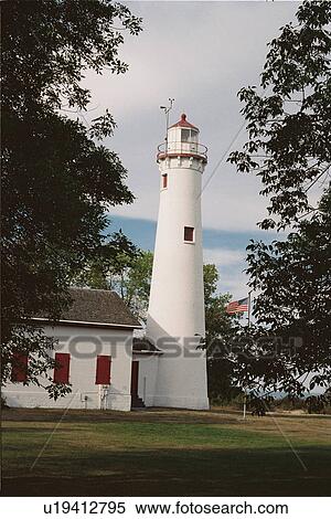 Stock Photography - lighthouse located at St. urgeon Point, Michigan, United States. Fotosearch