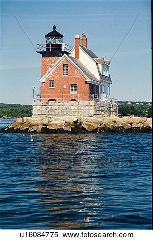 lighthouse located at RocklandBreakwater, Maine, United States View Large Photo Image Stock Photography - lighthouse located at RocklandBreakwater, Maine, United States. Fotosearch