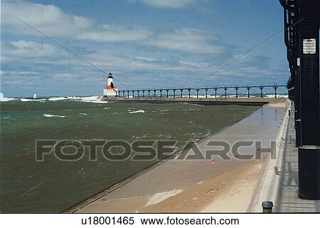 Stock Photography - lighthouse located at MichiganCityEastPr, Indiana, United States. Fotosearch