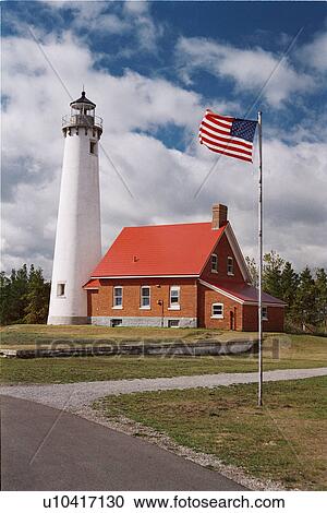 Stock Image - lighthouse located at Tawas Point, Michigan, United States. Fotosearch