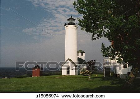 Picture - lighthouse located at Tibbetts Point, New York, United States. Fotosearch