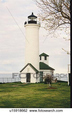 Stock Image - lighthouse located at Tibbetts Point, New York, United States. Fotosearch
