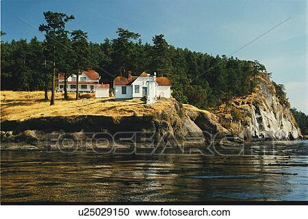 Stock Image - lighthouse located at Turn Point, Washington. Fotosearch